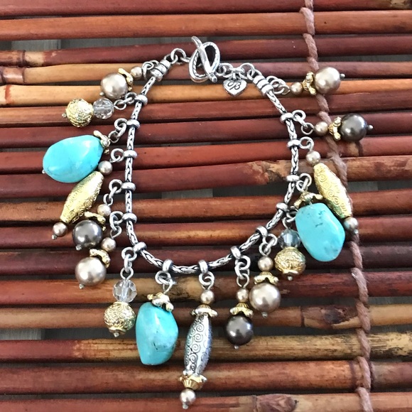Brighton Elegant Turquoise and Silver Charm Bracelet - Picture 2 of 5